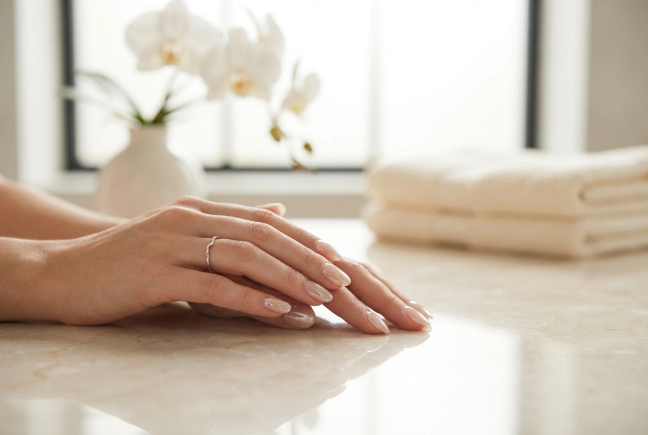 Effetto vetro sulle mani: unghie lucide senza striature e graffi