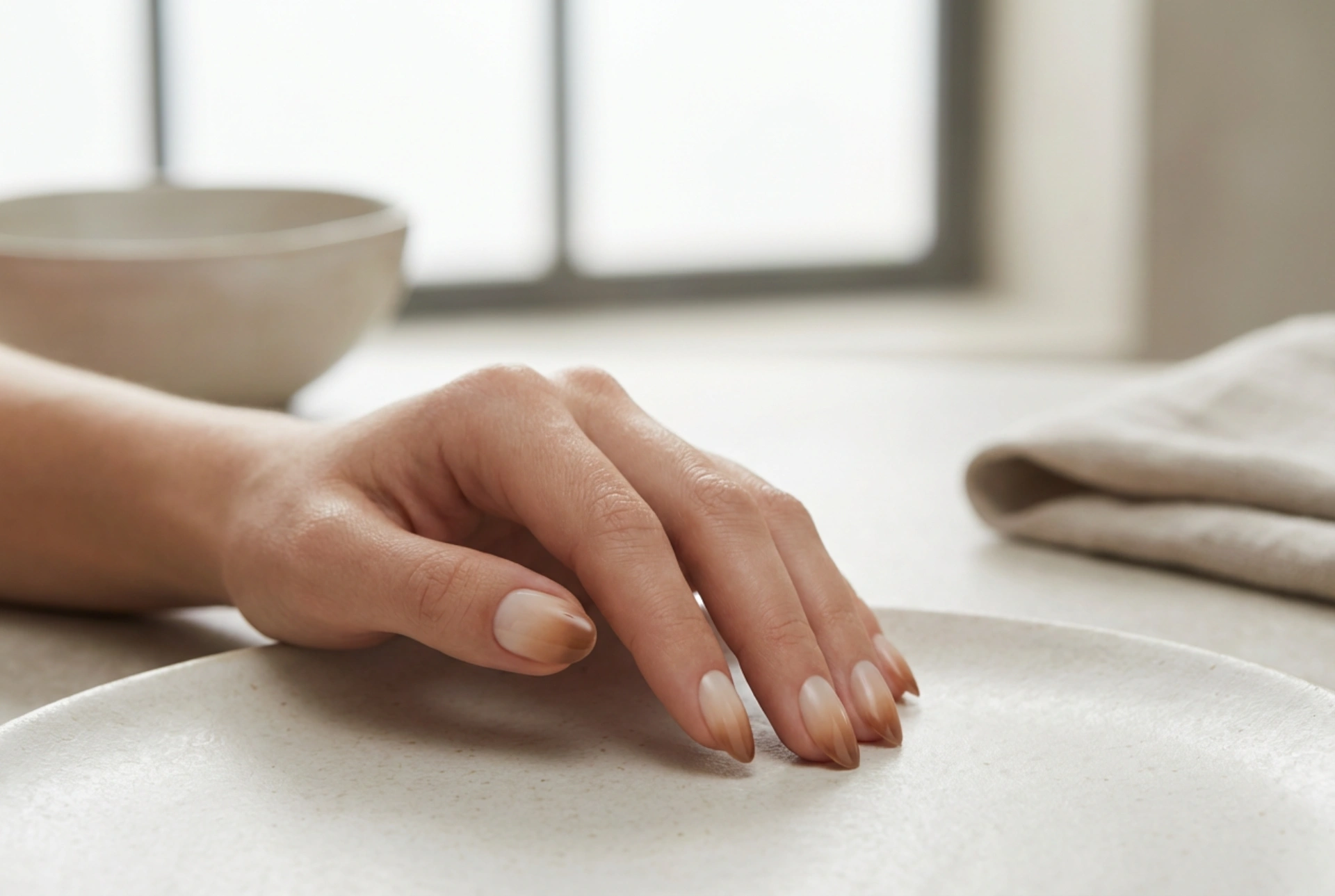 Unghie cappuccino ombré: un delicato gradiente color caffè per una manicure elegante