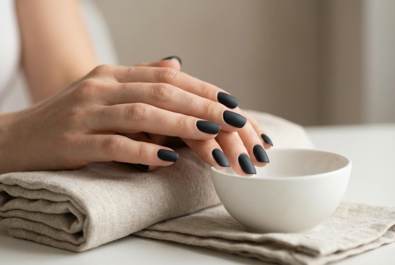 Finitura nera opaca: unghie nere opache senza macchie né lucidità