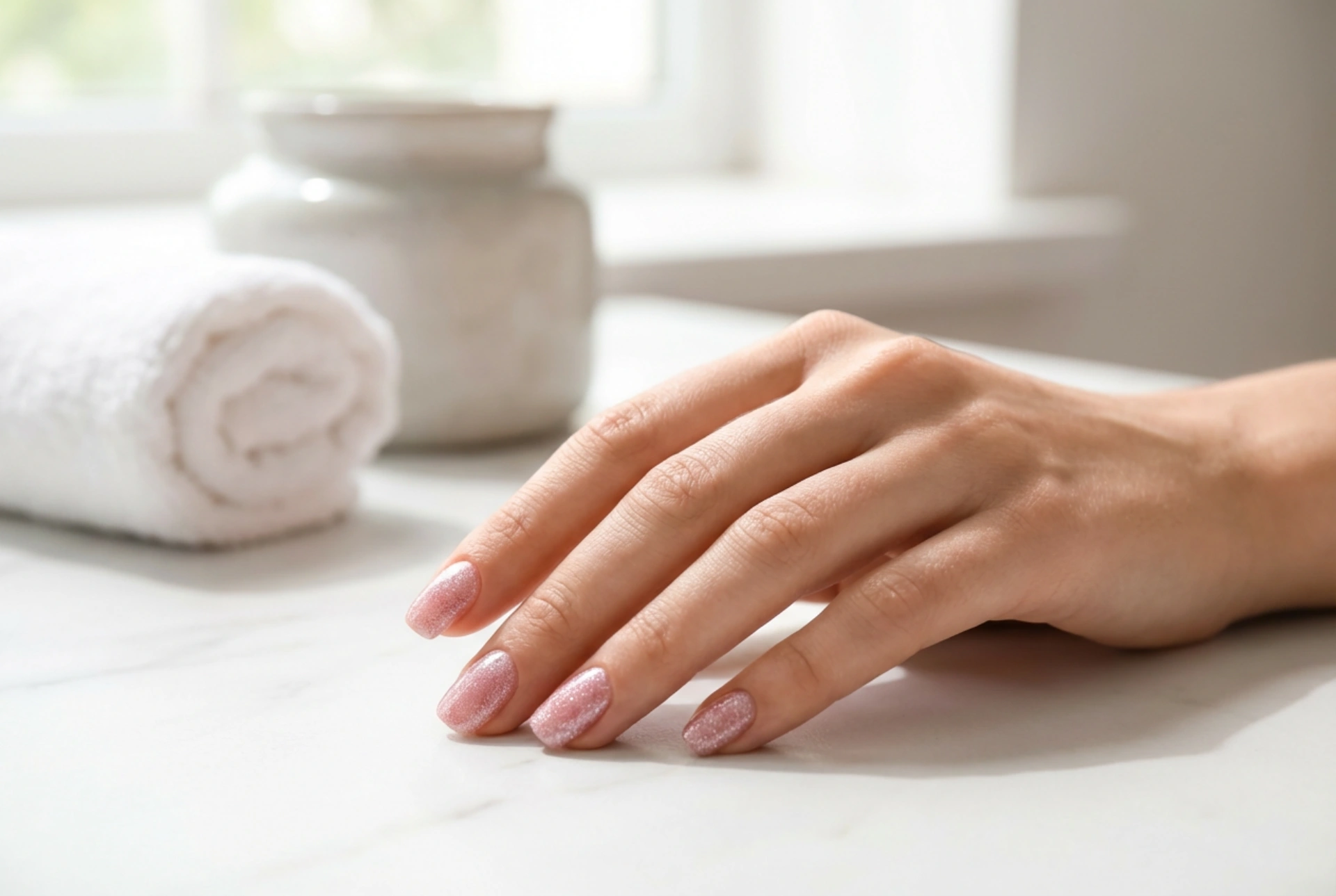 Unghie rosa con glitter: tecniche di applicazione e come renderle lisce