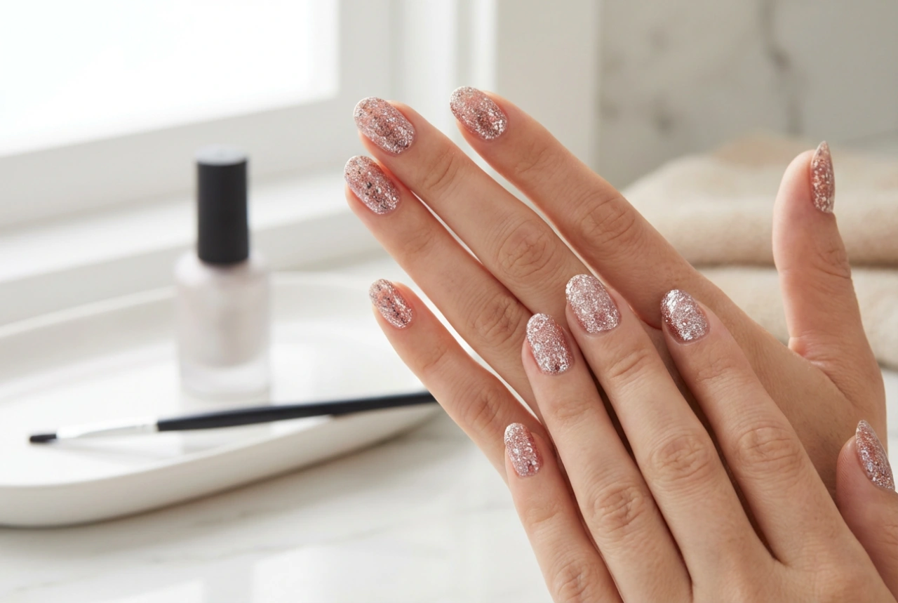 Smalti semipermanenti con glitter: applicazione uniforme e finitura liscia