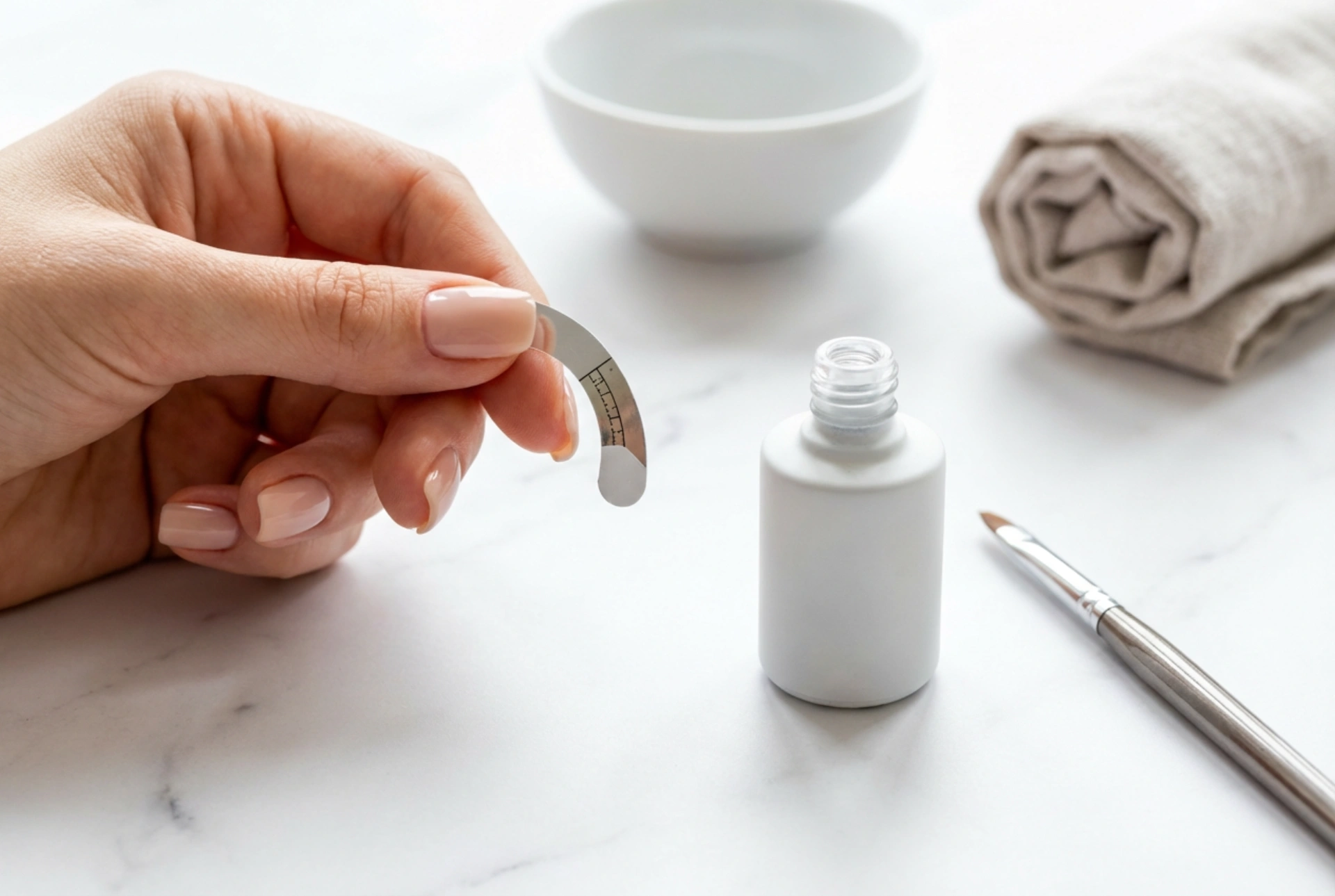 Smalto semipermanente bianco per french manicure: la linea del sorriso, il pennello e gli stencil