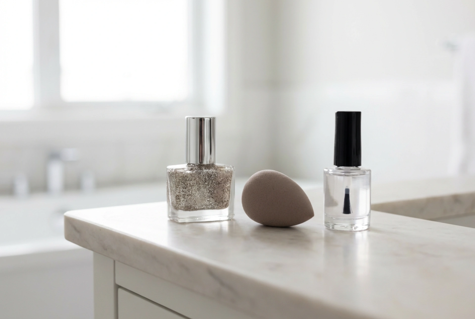 Smalti semipermanenti glitterati: applicazione uniforme con spugnetta e top coat