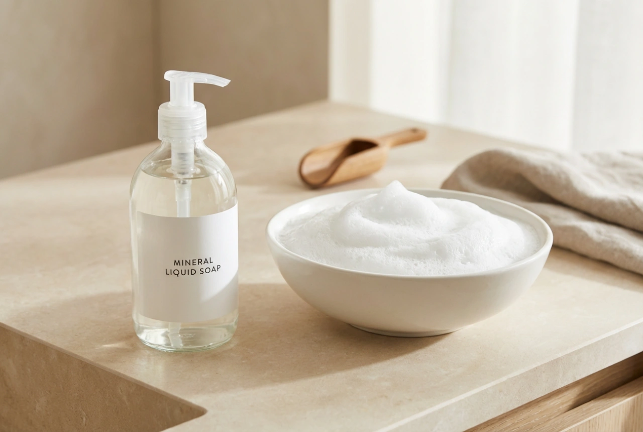Sapone minerale al biosolfuro liquido: detersione delicata passo dopo passo