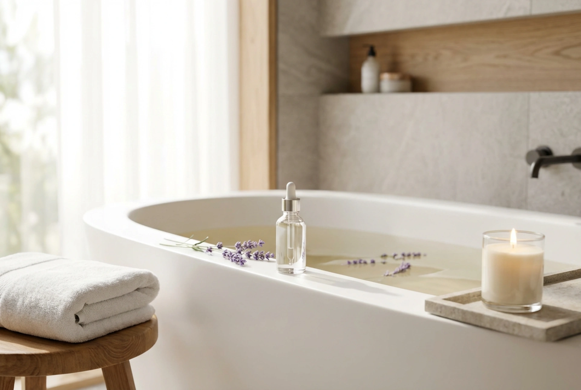 Olio essenziale di lavanda per la SPA in casa: bagno, relax e profumo