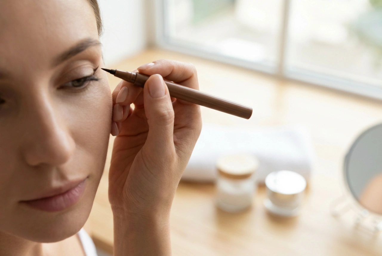 Eyeliner marrone a penna: linea precisa, forme e correzione degli errori