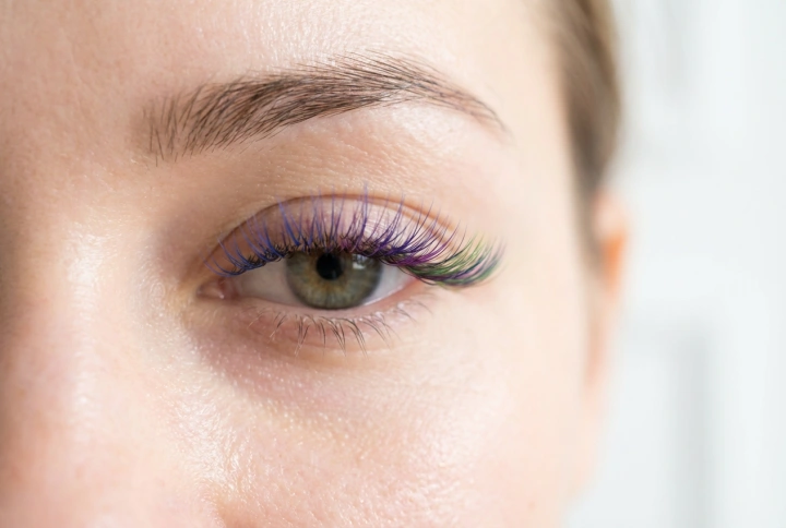Ciglia a ciuffetti colorate: accenti nell'angolo esterno ed effetto ombré