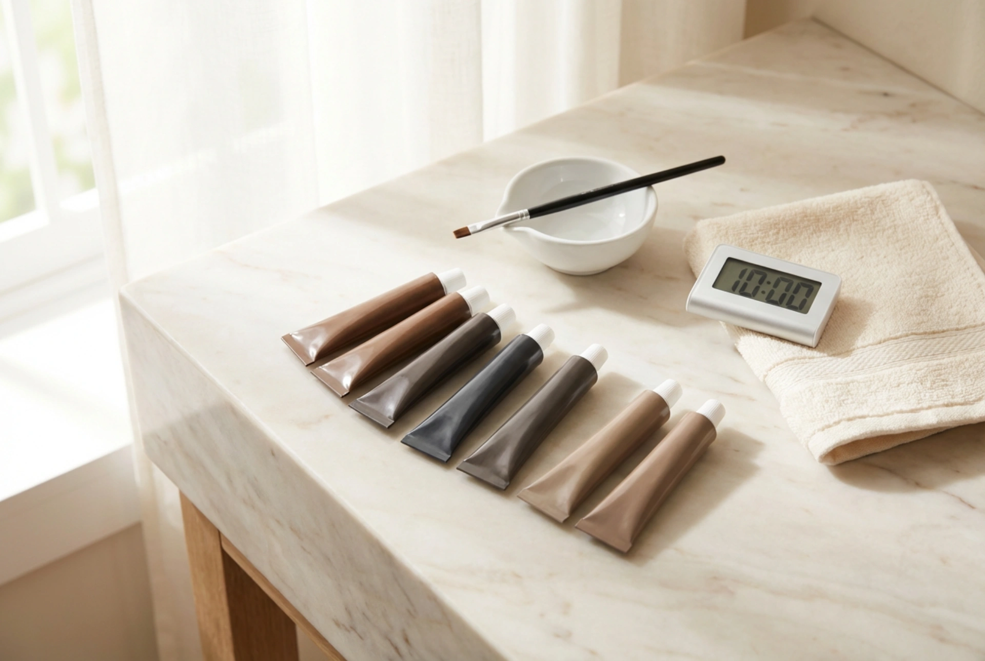 Tinta per sopracciglia a casa: scelta della tonalità, proporzioni e tempo di posa