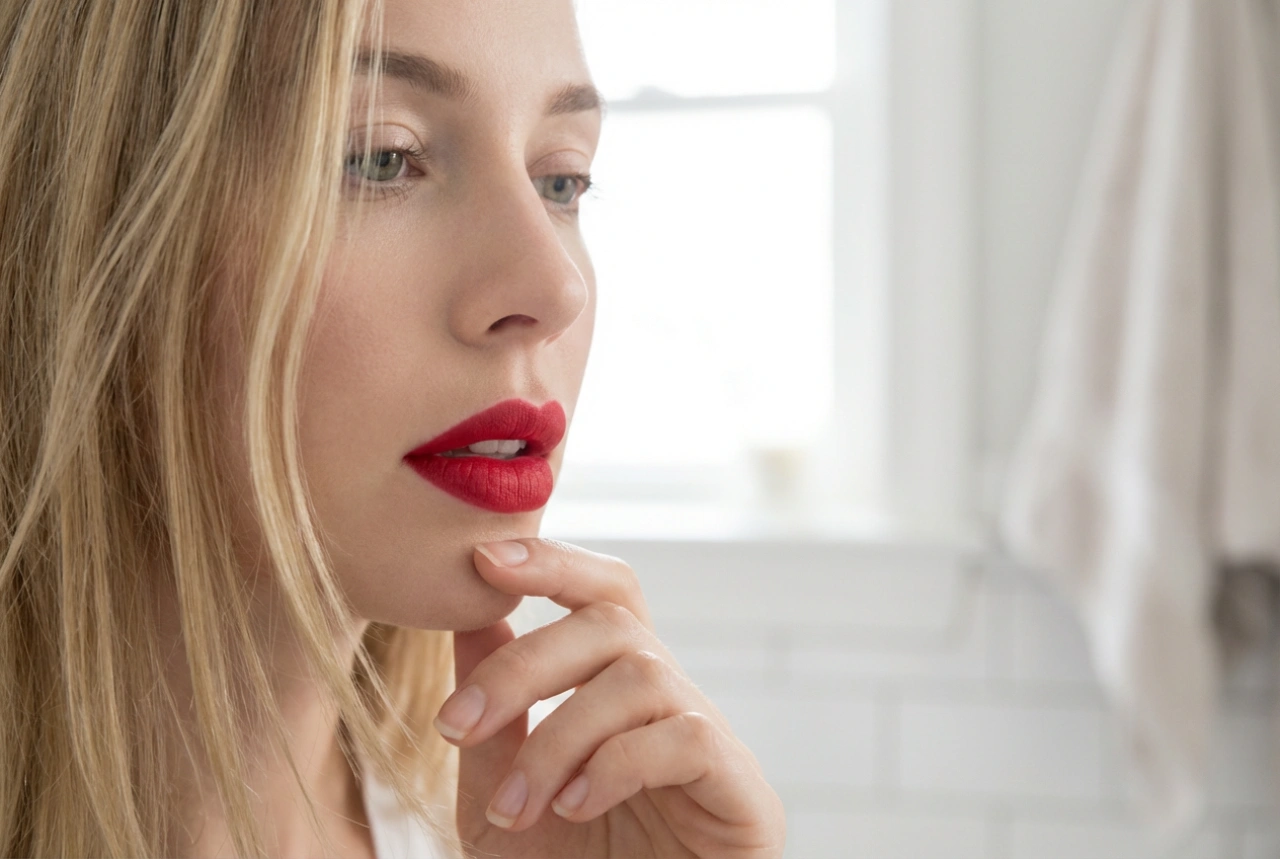 Rossetto rosso per bionde: tonalità, contrasto e trucco occhi leggero