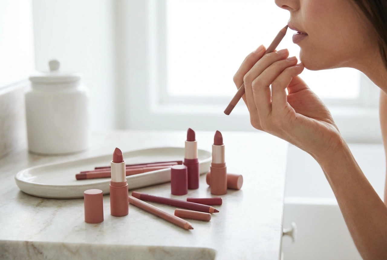 Set: matita labbra e rossetto passo dopo passo, scelta delle tonalità e applicazione