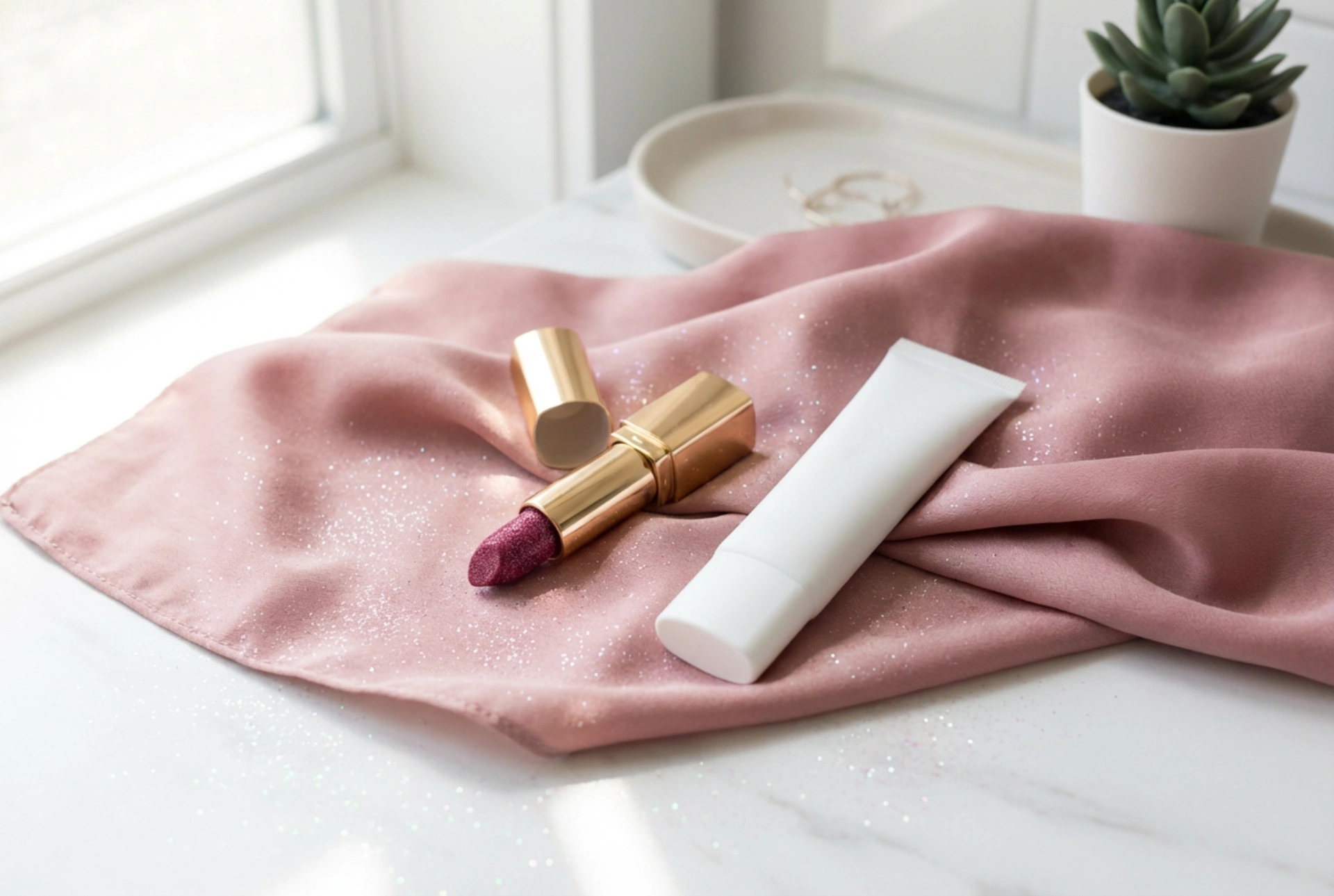 Rossetto glitterato: come abbinarlo alla base e fissare l'effetto scintillante